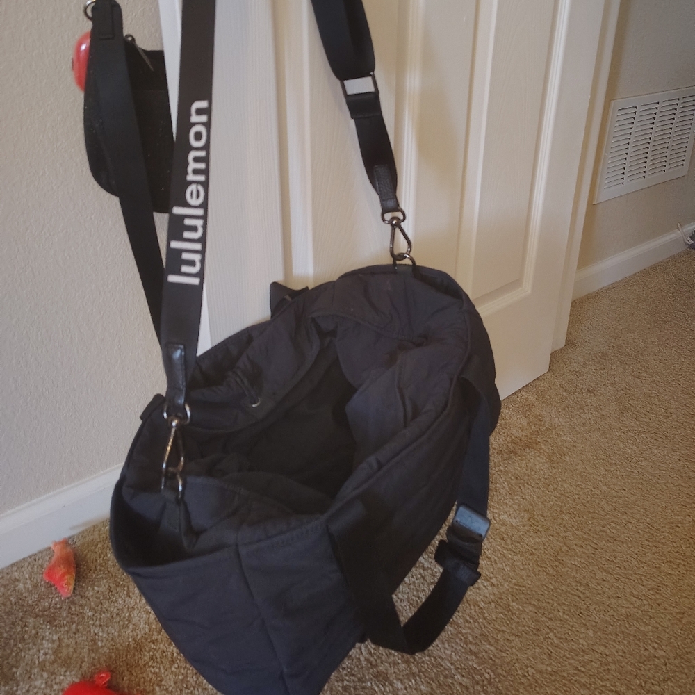 lululemon athletica Large Black Duffel Bag with Branded Strap